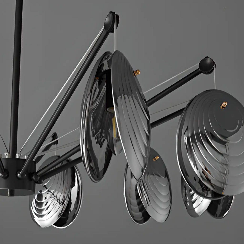 Lustres modernes réglables en métal gris argenté et métal gris