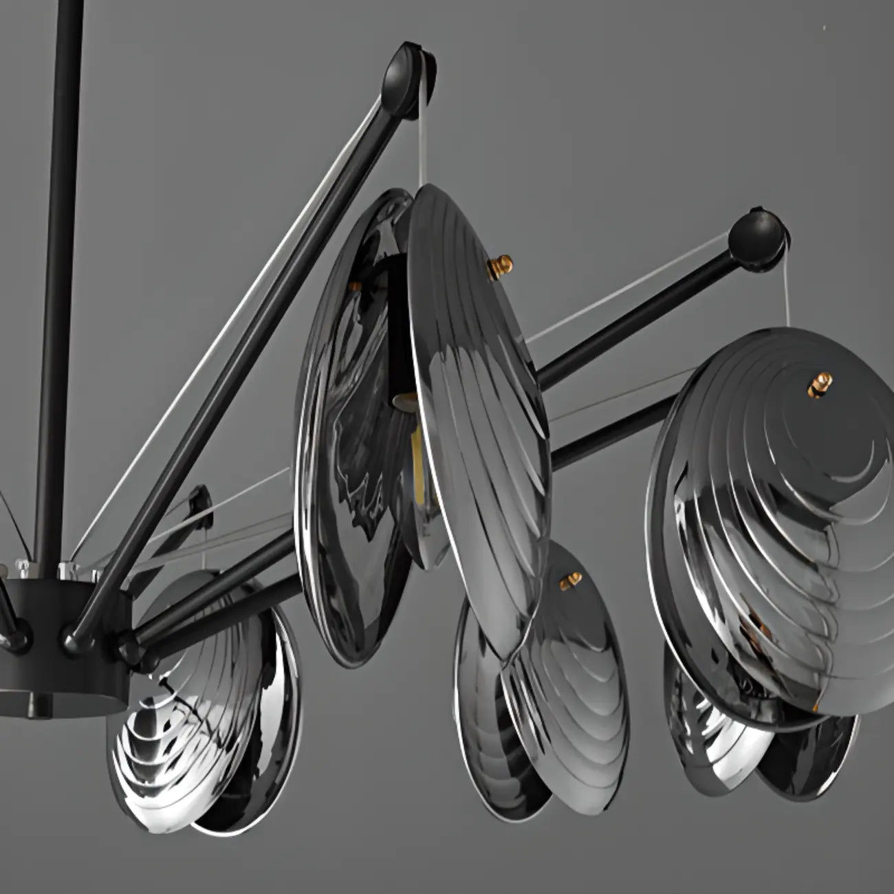 Lustres modernes réglables en métal gris argenté et métal gris