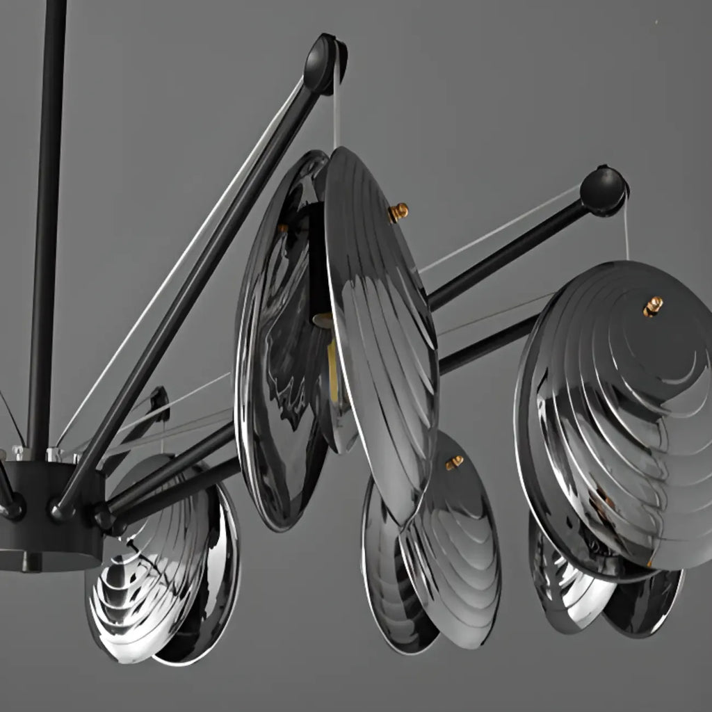 Lustres modernes réglables en métal gris argenté et métal gris