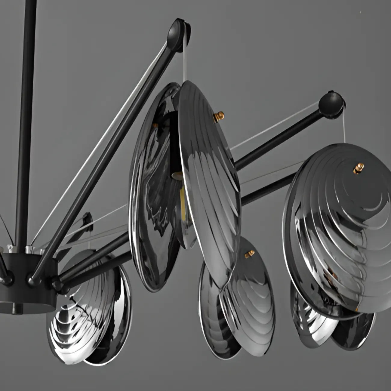 Lustres modernes réglables en métal gris argenté et métal gris