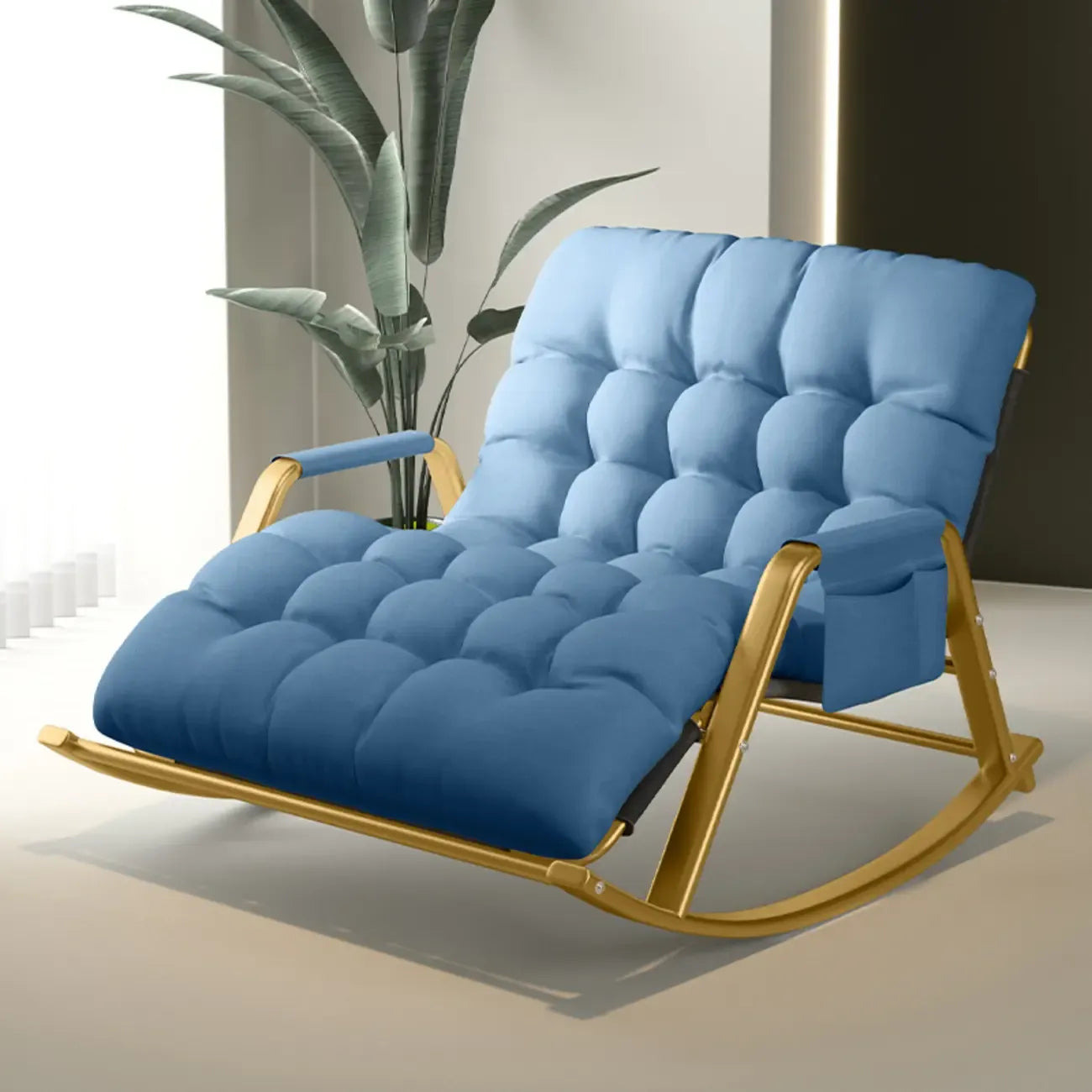 Fauteuil à bascule scandinave 2 places rembourré avec accoudoirs droits