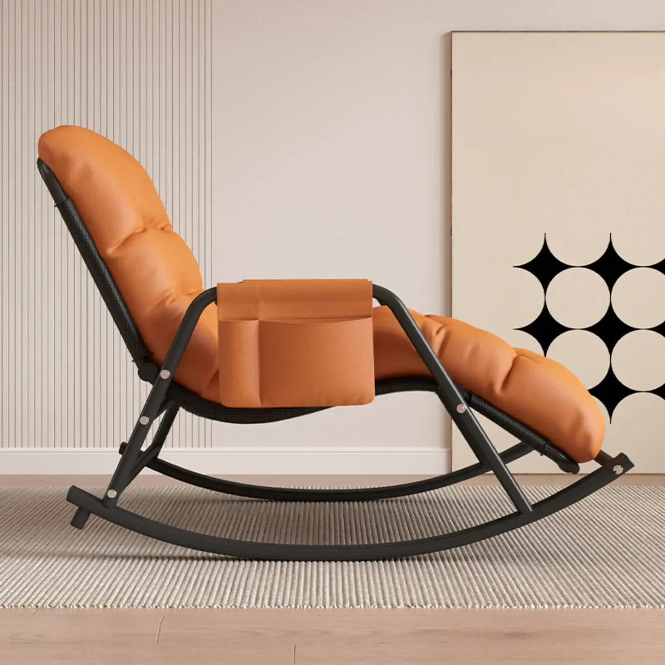 Fauteuil à bascule scandinave 2 places rembourré avec accoudoirs droits