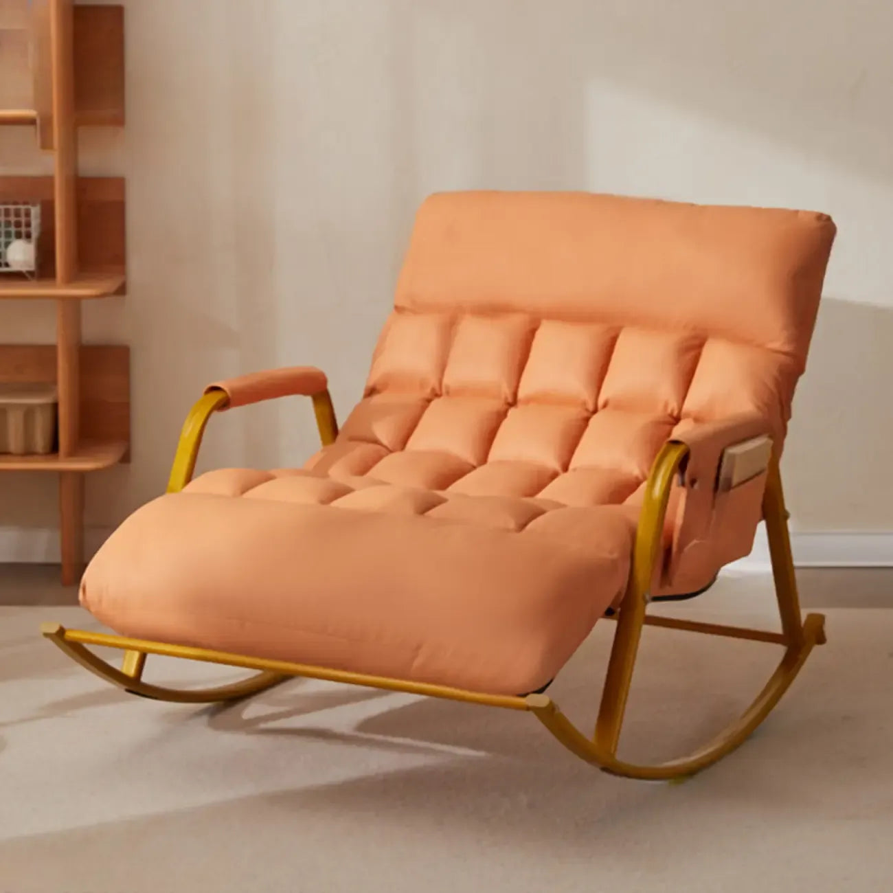 Fauteuil à bascule scandinave 2 places rembourré avec accoudoirs droits