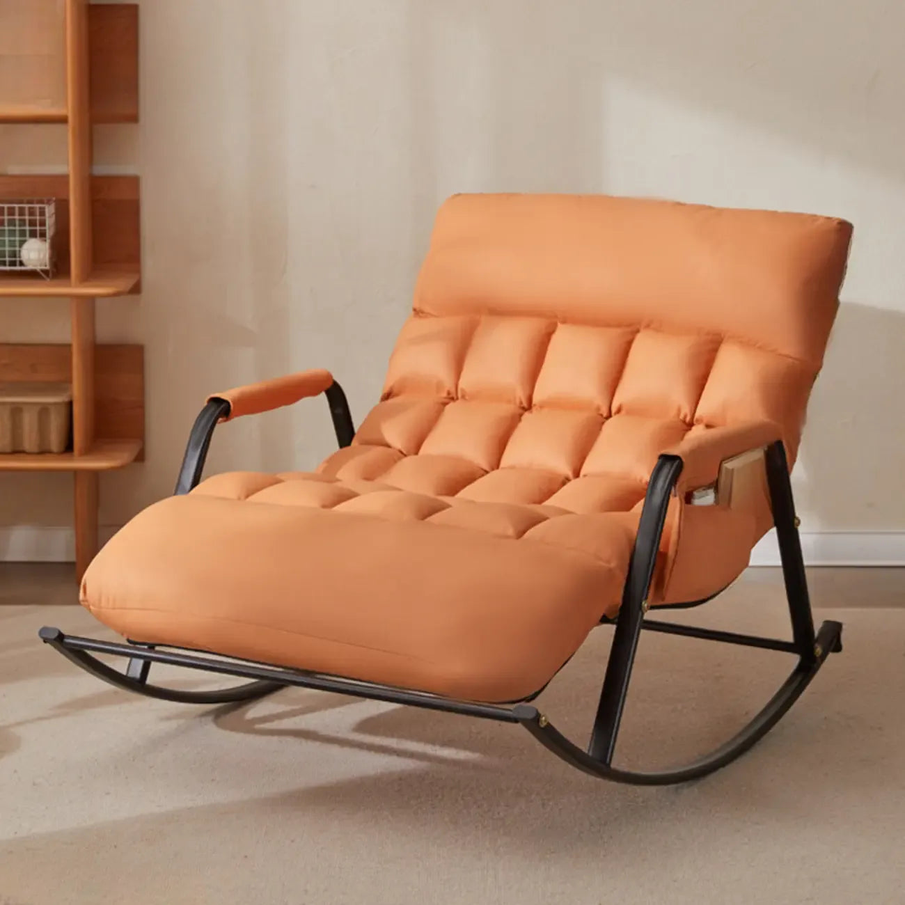 Fauteuil à bascule scandinave 2 places rembourré avec accoudoirs droits