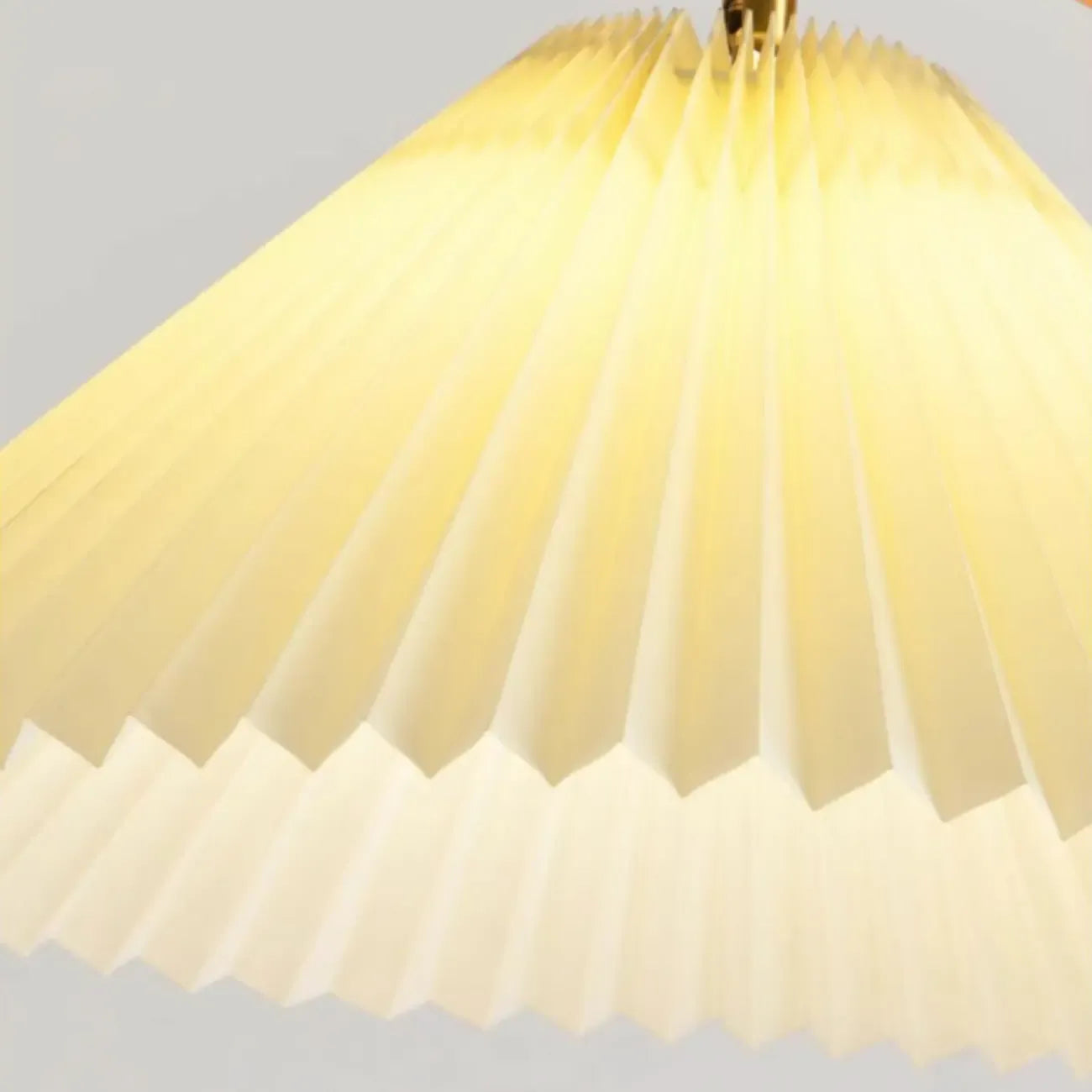 Lampadaire arqué en bois naturel et tissu beige avec étagère