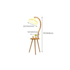 Lampadaire arqué en bois naturel et tissu beige avec étagère