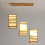 Suspension rectangulaire à 3 lumières en bois naturel