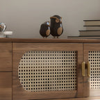 Meuble TV en bois massif marron de 63 pouces avec 4 tiroirs pour salon