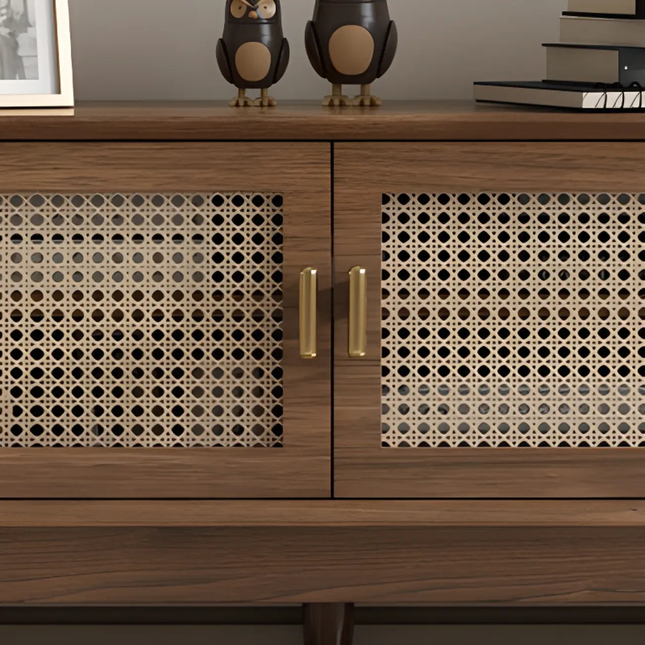 Meuble TV en bois massif marron de 63 pouces avec 4 tiroirs pour salon