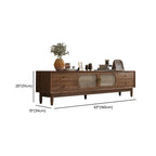 Meuble TV en bois massif marron de 63 pouces avec 4 tiroirs pour salon