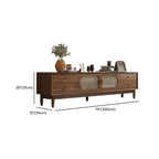 Meuble TV en bois massif marron de 63 pouces avec 4 tiroirs pour salon