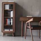 Meuble d'appoint marron à 2 tiroirs de style milieu du siècle avec porte à gaz