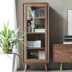 Meuble d'appoint marron à 2 tiroirs de style milieu du siècle avec porte à gaz