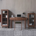 Meuble d'appoint marron à 2 tiroirs de style milieu du siècle avec porte à gaz