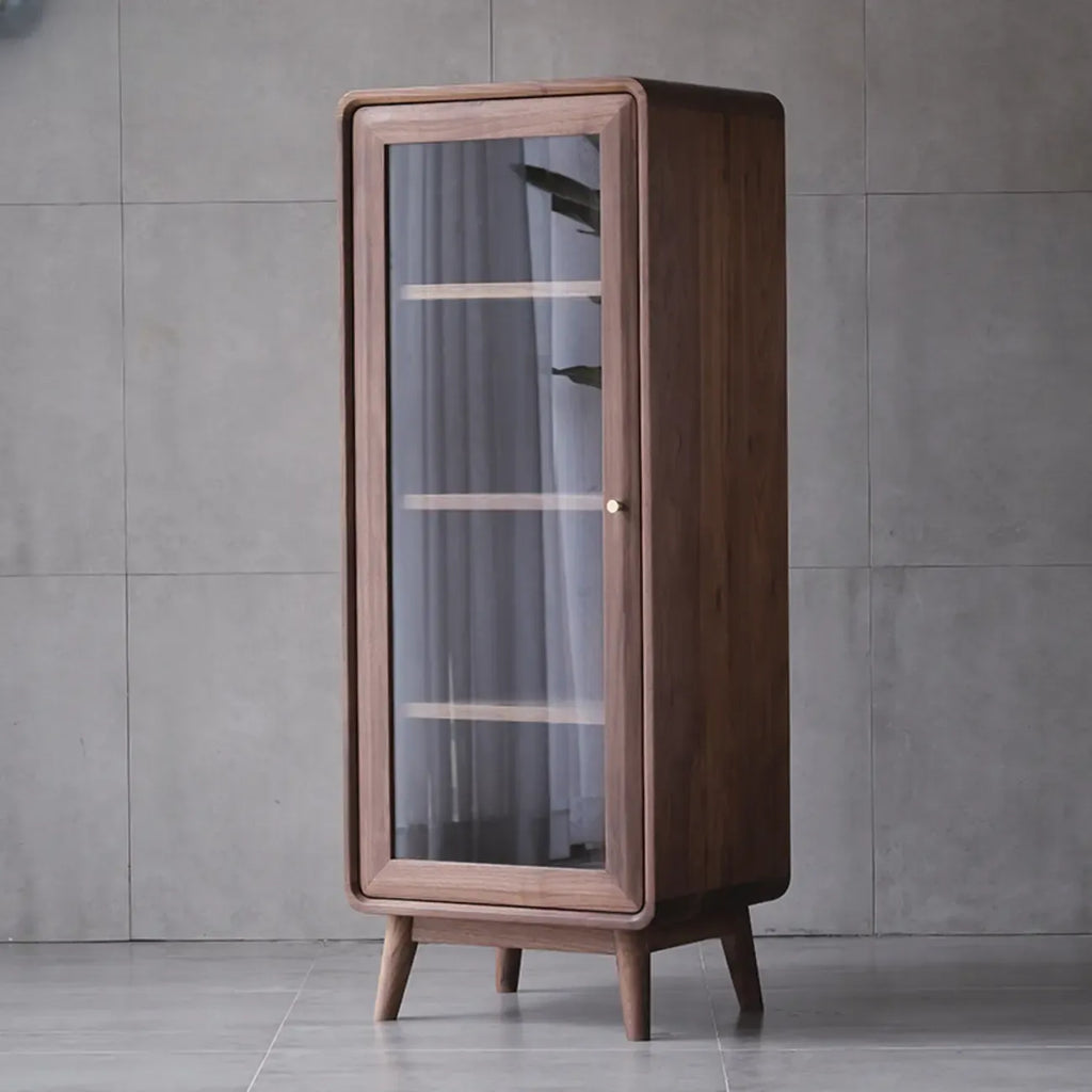 Meuble d'appoint marron à 2 tiroirs de style milieu du siècle avec porte à gaz