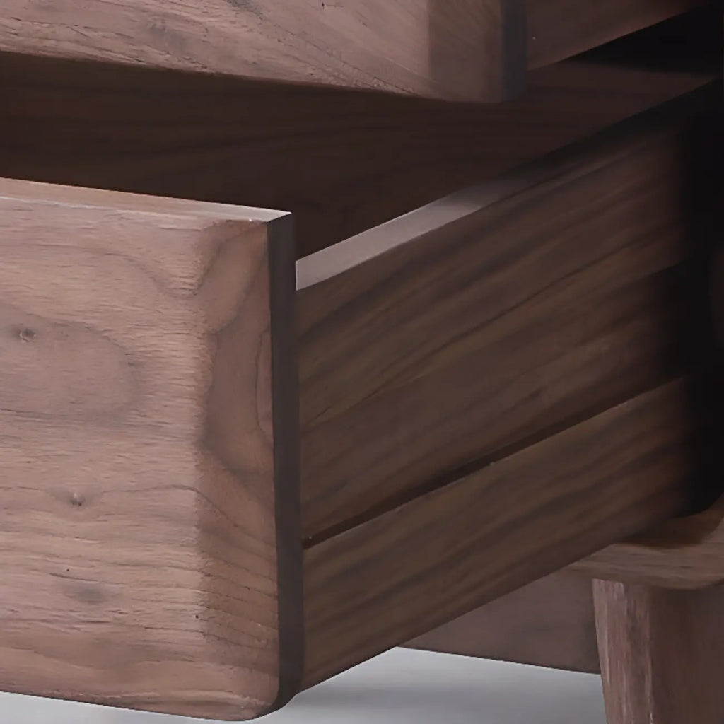 Meuble d'appoint marron à 2 tiroirs de style milieu du siècle avec porte à gaz