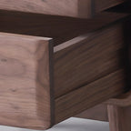 Meuble d'appoint marron à 2 tiroirs de style milieu du siècle avec porte à gaz