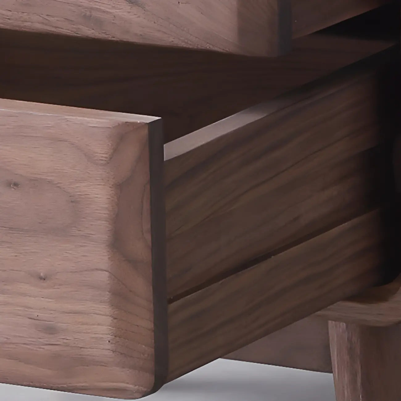 Meuble d'appoint marron à 2 tiroirs de style milieu du siècle avec porte à gaz