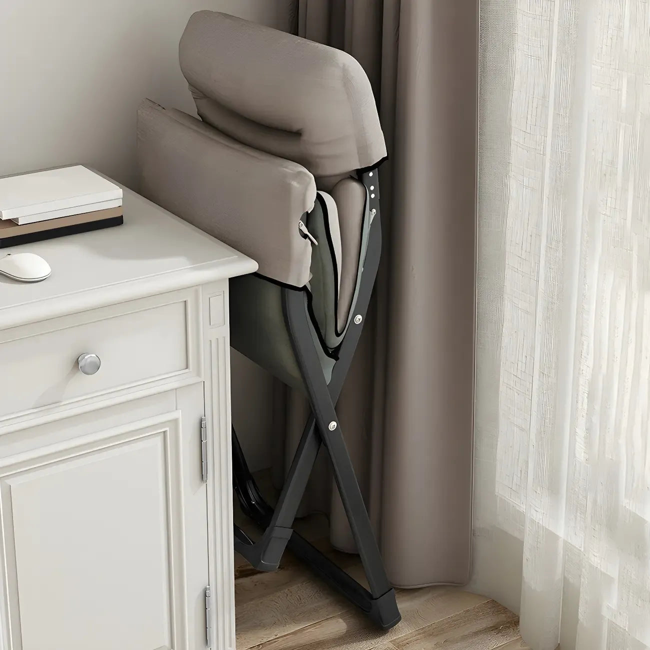 Fauteuil inclinable à bascule moderne en tissu pied-de-poule avec rangement