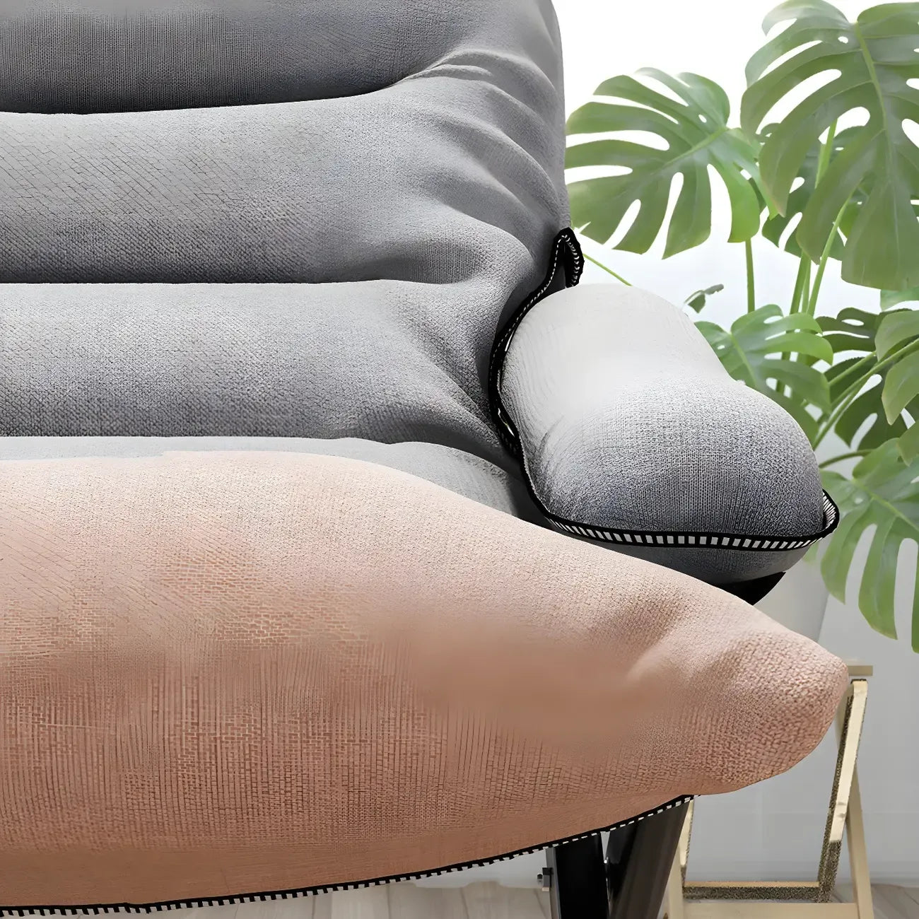 Fauteuil inclinable à bascule moderne en tissu pied-de-poule avec rangement