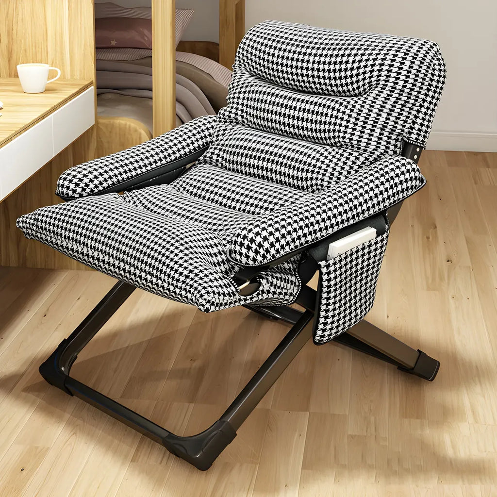 Fauteuil inclinable à bascule moderne en tissu pied-de-poule avec rangement