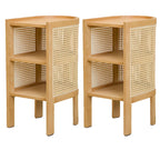 Table de chevet rustique en bois naturel avec étagères de rangement ouvertes