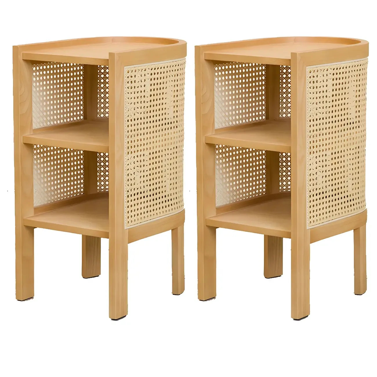 Table de chevet rustique en bois naturel avec étagères de rangement ouvertes