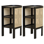 Table de chevet rustique en bois naturel avec étagères de rangement ouvertes