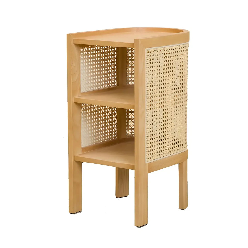 Table de chevet rustique en bois naturel avec étagères de rangement ouvertes