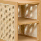 Table de chevet rustique en bois naturel avec étagères de rangement ouvertes