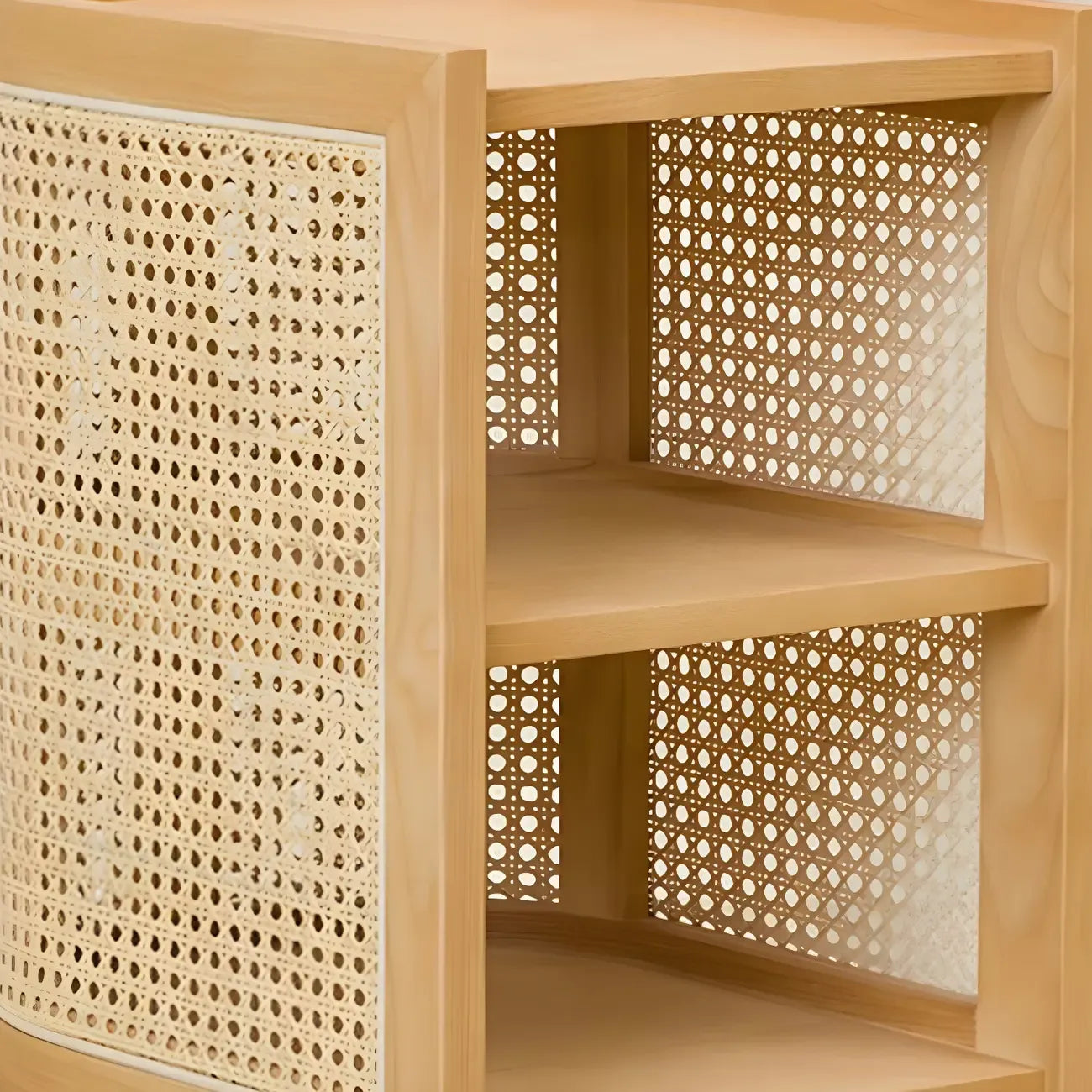 Table de chevet rustique en bois naturel avec étagères de rangement ouvertes