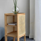 Table de chevet rustique en bois naturel avec étagères de rangement ouvertes