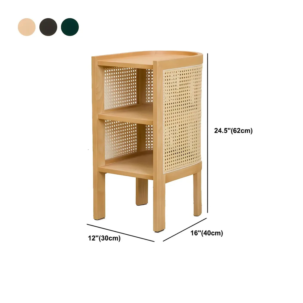 Table de chevet rustique en bois naturel avec étagères de rangement ouvertes