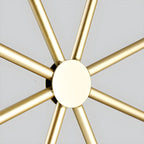 Luminaire îlot en métal géométrique industriel doré à 3 lumières