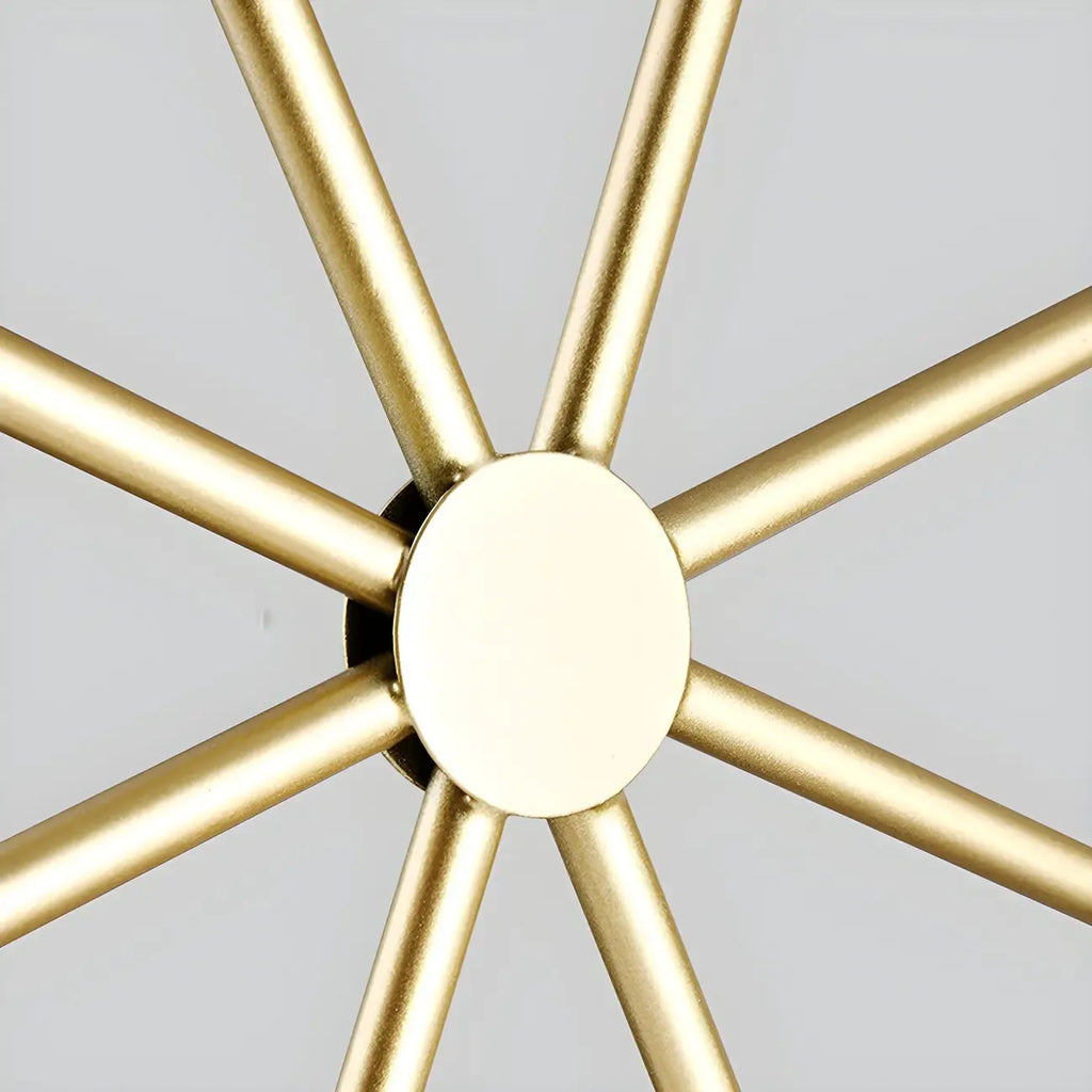 Luminaire îlot en métal géométrique industriel doré à 3 lumières