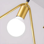 Luminaire îlot en métal géométrique industriel doré à 3 lumières