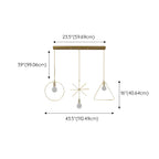 Luminaire îlot en métal géométrique industriel doré à 3 lumières