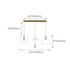 Luminaire îlot en métal géométrique industriel doré à 3 lumières