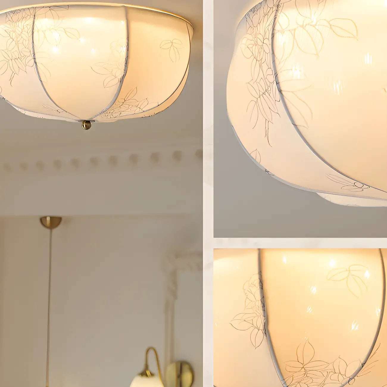 Plafonnier élégant en tissu en forme de tambour pour intérieur de maison