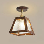 Mini plafonnier semi-encastré trapézoïdal en noyer pour la maison