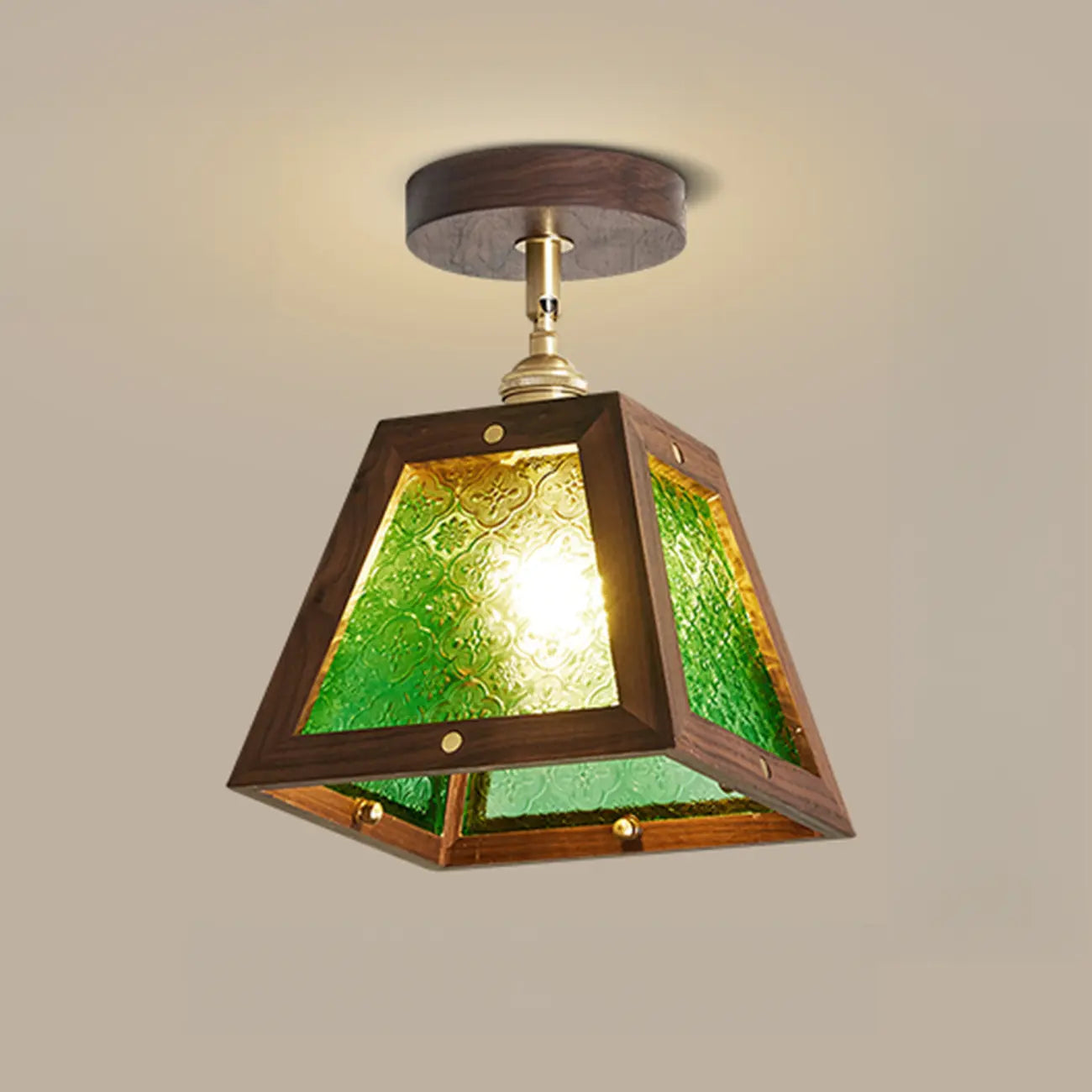 Mini plafonnier semi-encastré trapézoïdal en noyer pour la maison