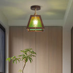 Mini plafonnier semi-encastré trapézoïdal en noyer pour la maison