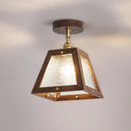 Mini plafonnier semi-encastré trapézoïdal en noyer pour la maison