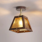 Mini plafonnier semi-encastré trapézoïdal en noyer pour la maison