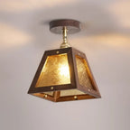 Mini plafonnier semi-encastré trapézoïdal en noyer pour la maison