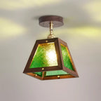 Mini plafonnier semi-encastré trapézoïdal en noyer pour la maison