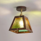 Mini plafonnier semi-encastré trapézoïdal en noyer pour la maison