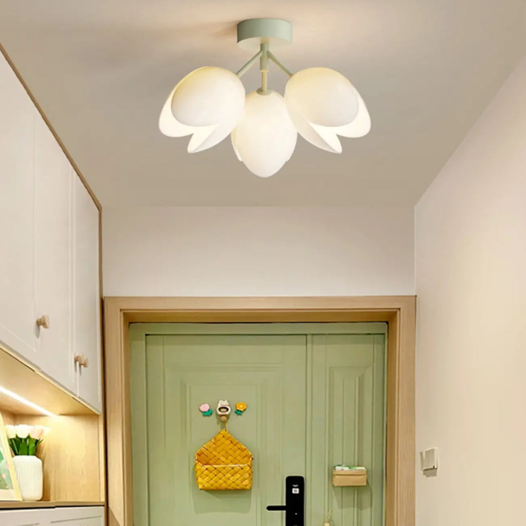 Plafonnier élégant en résine florale miniature pour salon