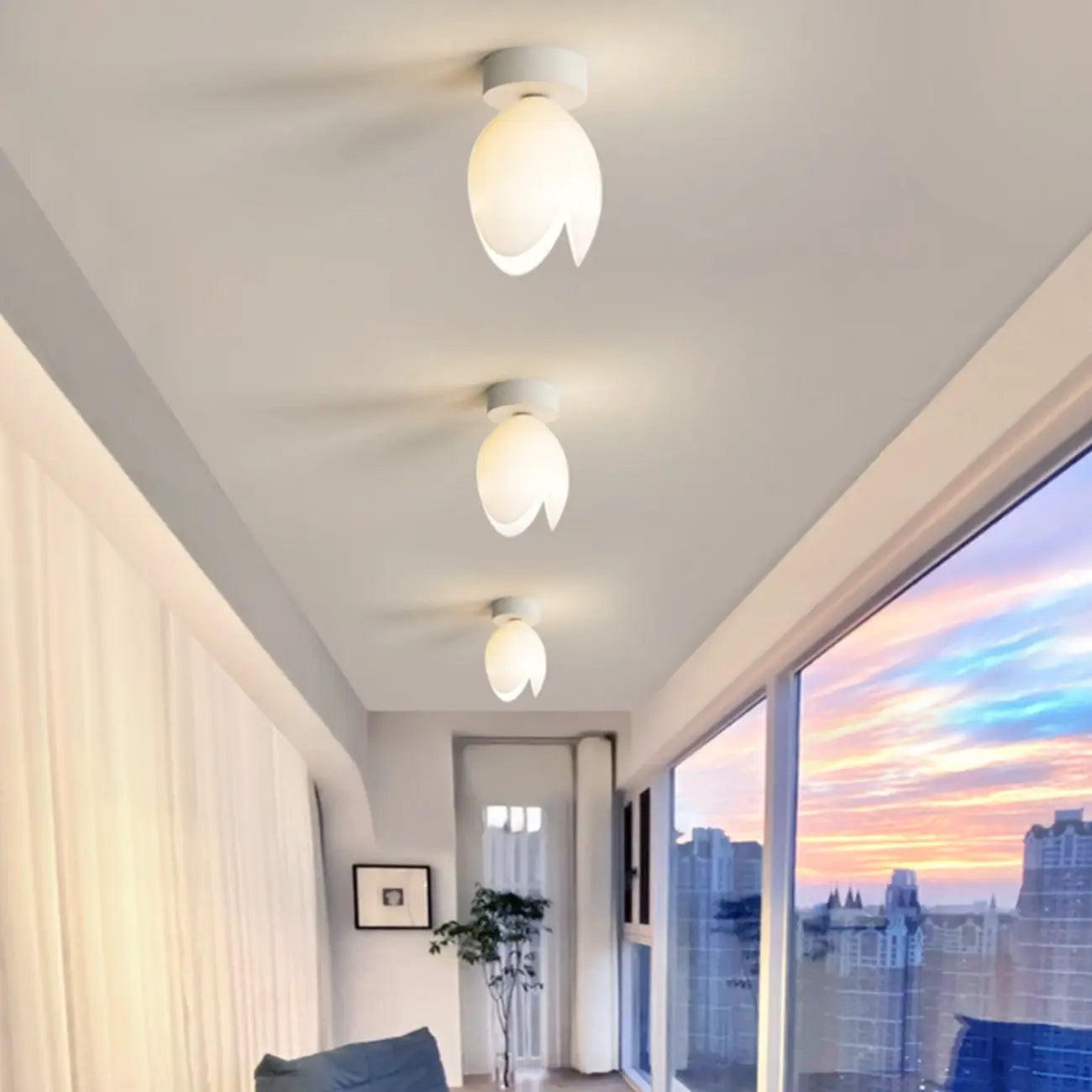 Plafonnier élégant en résine florale miniature pour salon