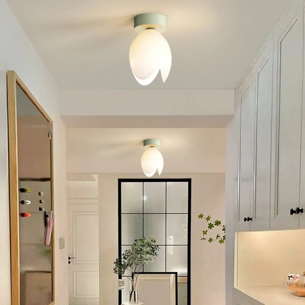 Plafonnier élégant en résine florale miniature pour salon